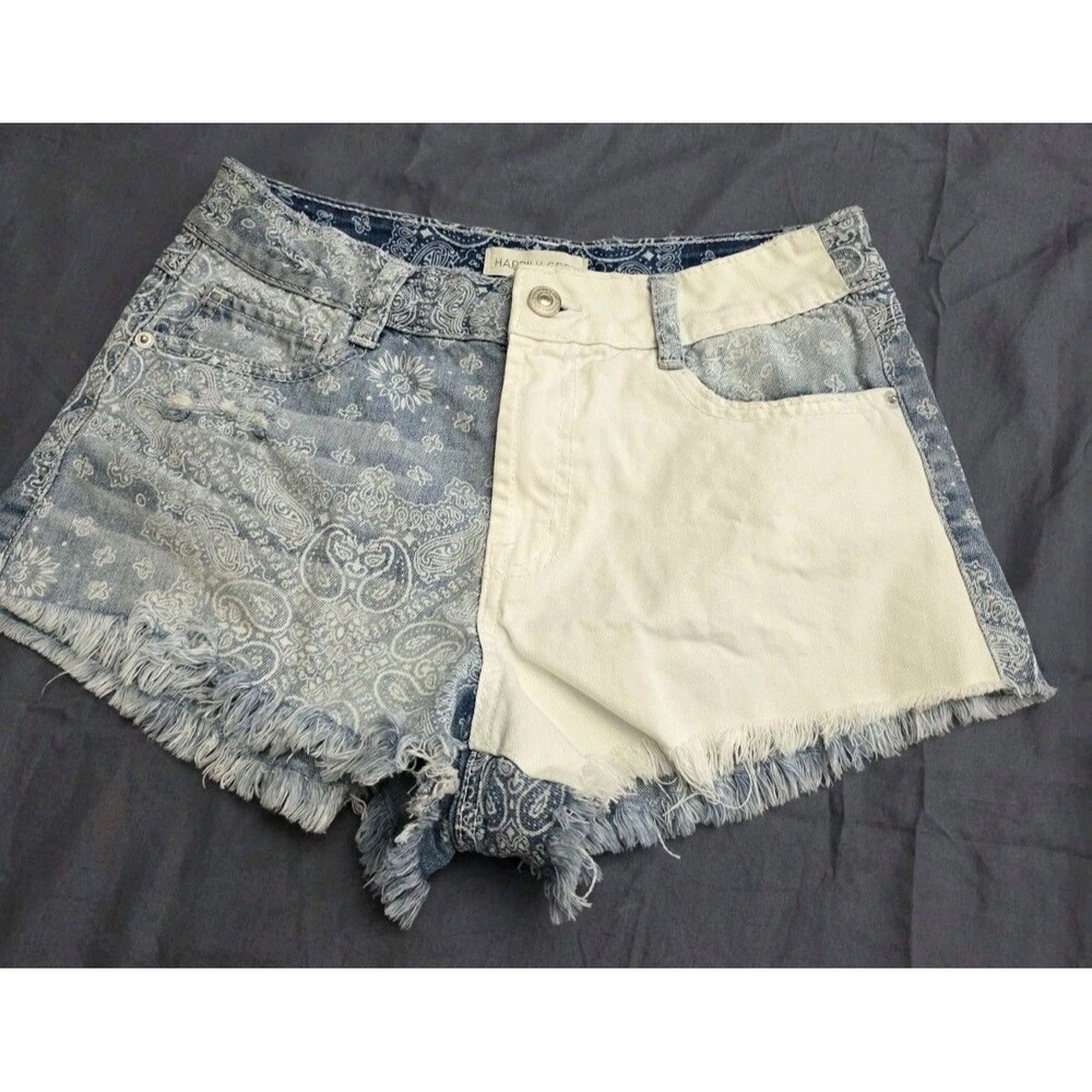 Happily Grey Shorts Micro Shorts Two Tone Bandana Print Juniors Size 5/27